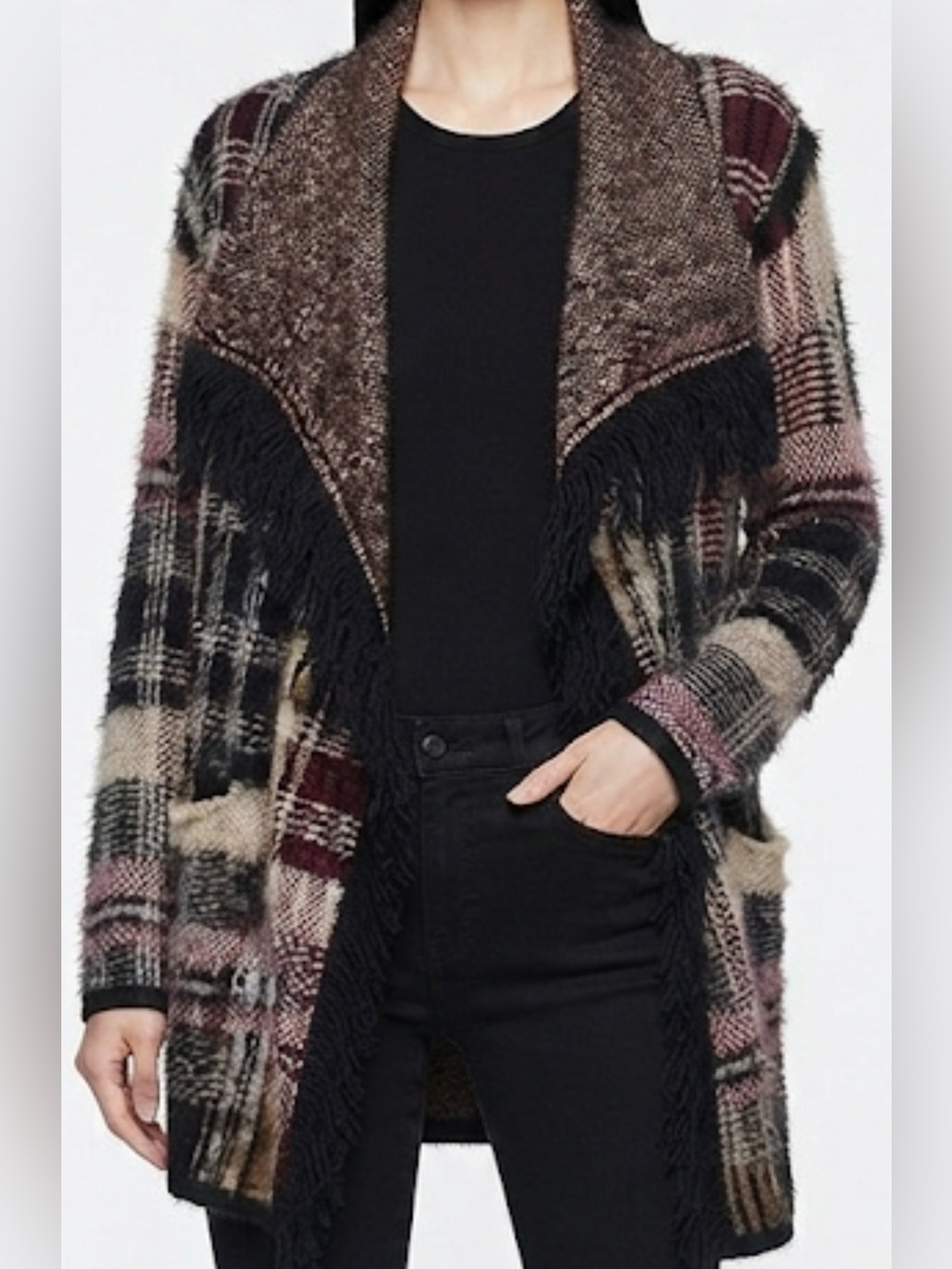 BCBG MAX AZRIA LONG SWEATER MULTICOLOR L MSR 248